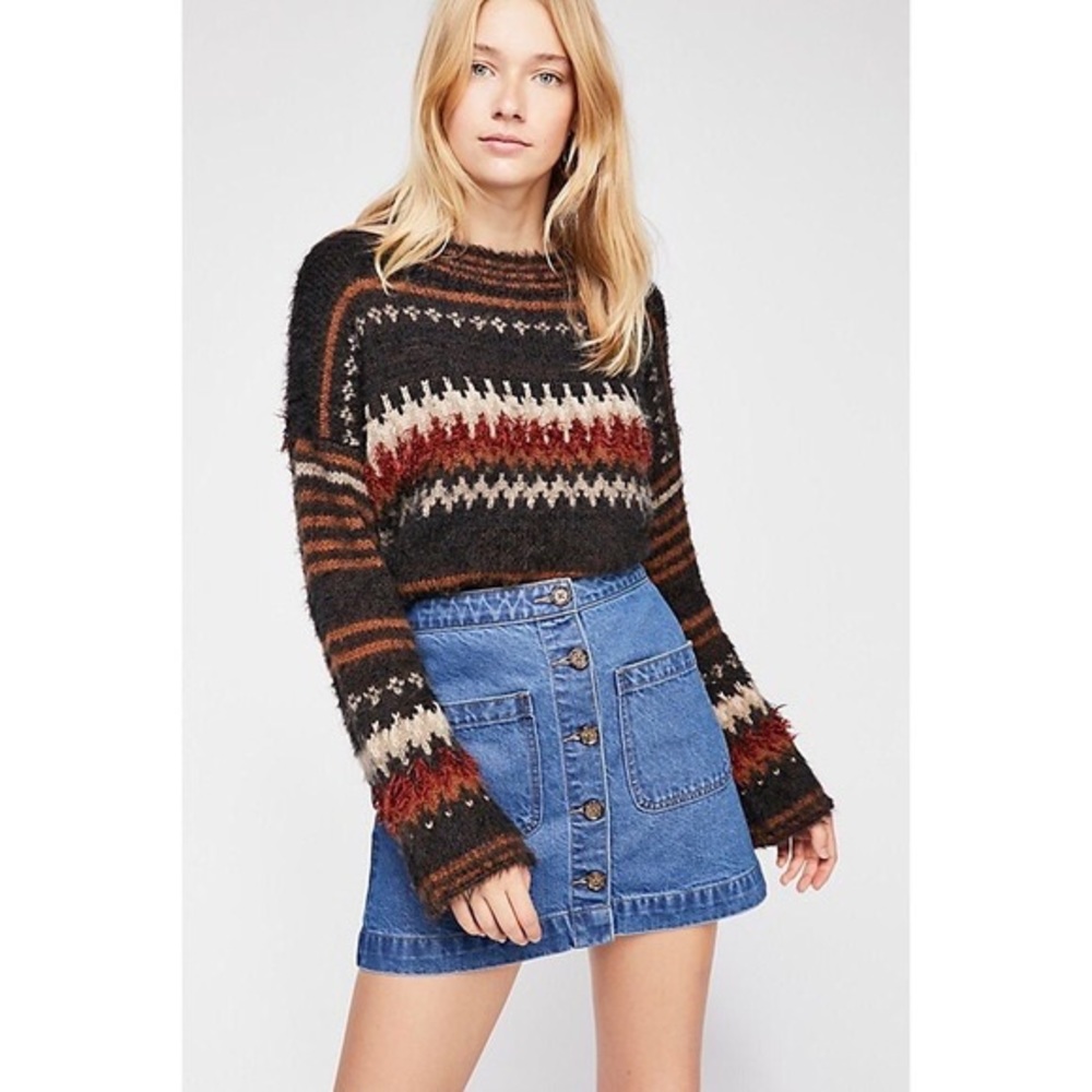 Free People We The Free Don’t Get Me Wrong Denim Button Down Skirt Size 31